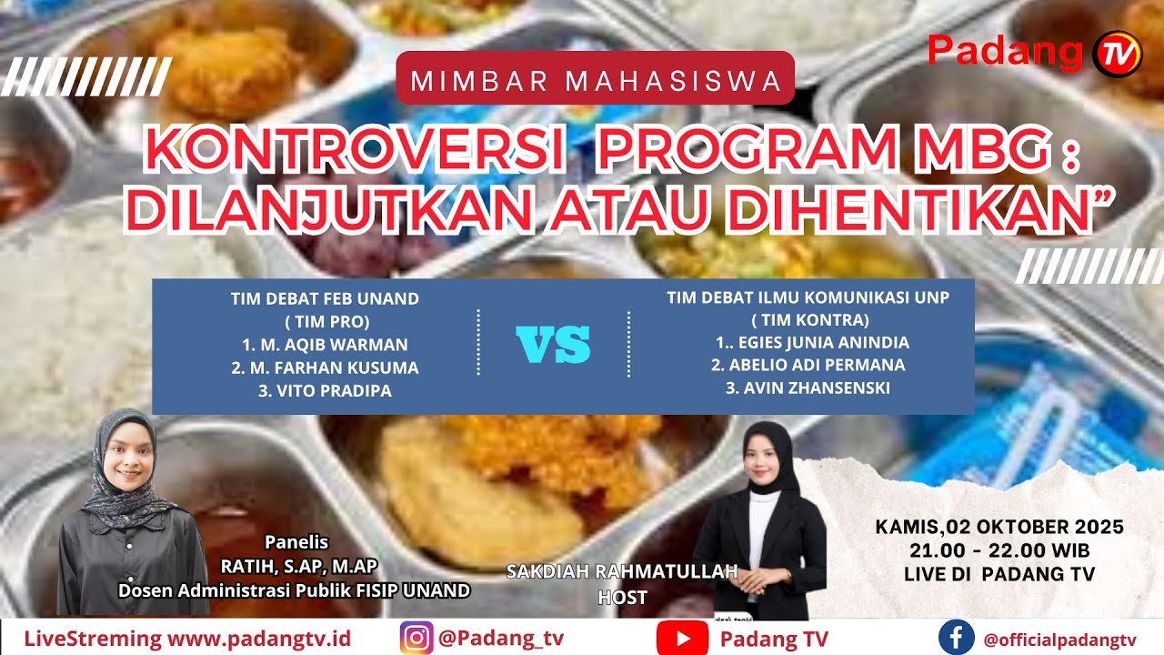 🔴 LIVE : Mimbar Mahasiswa-Kontroversi  Program MBG: Dilanjutkan Atau Dihentikan ?
