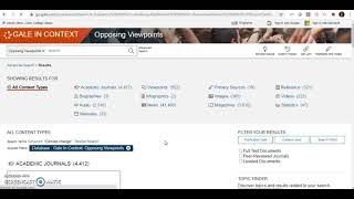 Gale in Context Opposing Viewpoints Tutorial