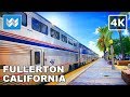 [4K] Downtown Fullerton, California USA Walking Tour & Travel Guide 🎧 Binaural City Sound