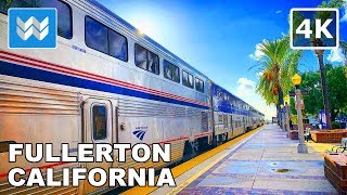 [4K] Downtown Fullerton, California USA Walking Tour & Travel Guide 🎧 Binaural City Sound