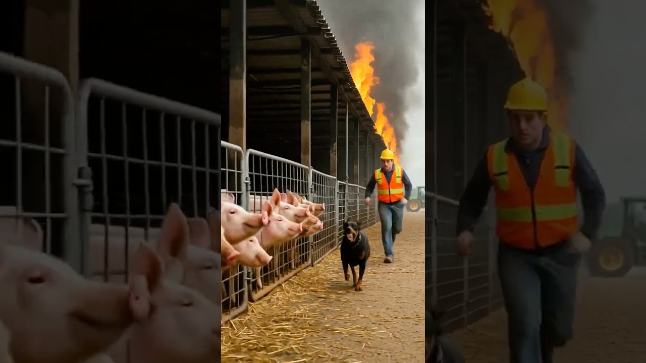 Dog urgently warns the humans to help save the piggys
