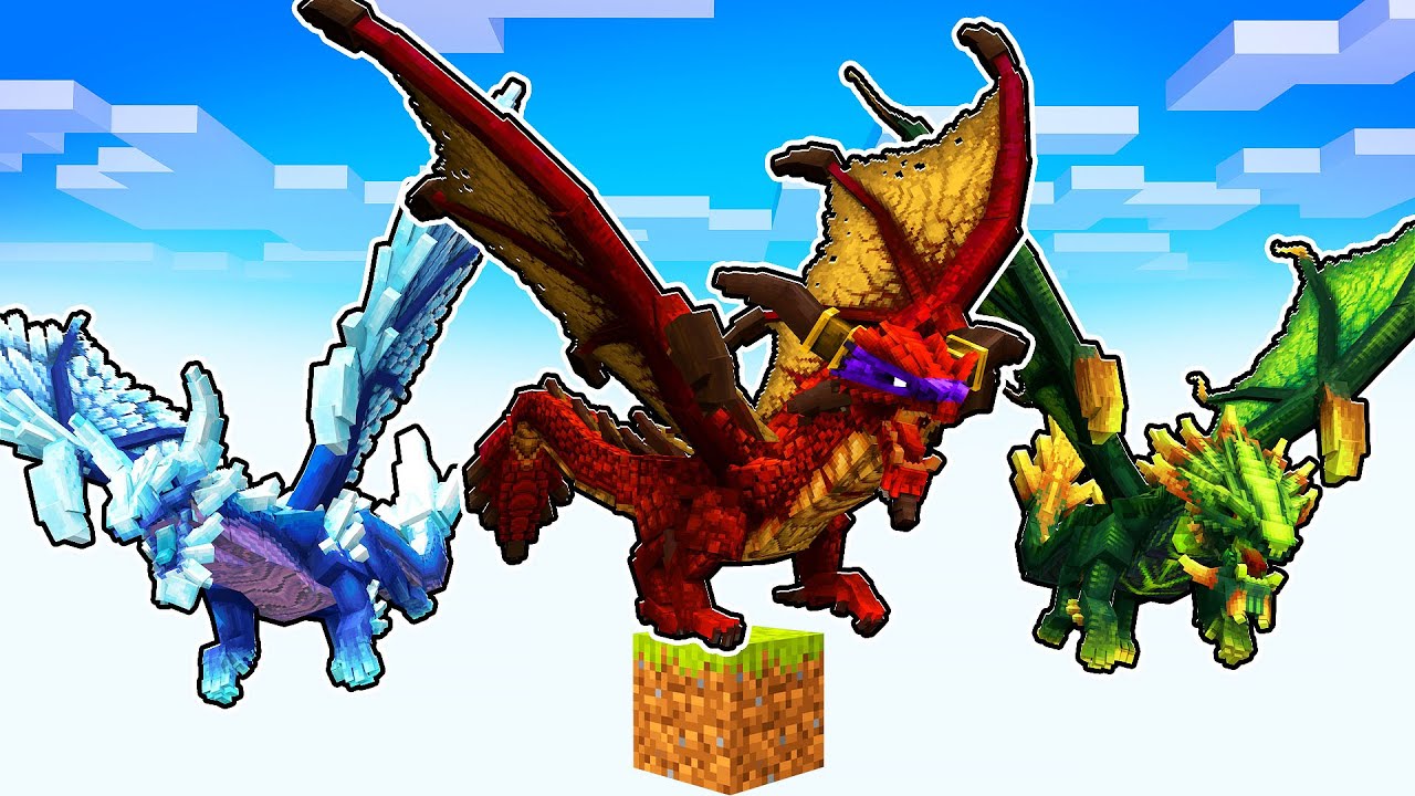 JOGANDO APENAS UM BLOCO COMO UM DRAGÃO no MINECRAFT!!