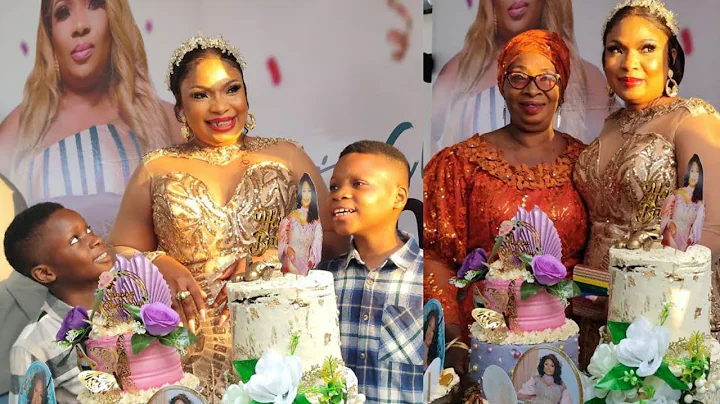 SEE LAIDE BAKARE SON REACTION! MOMENT SHE CLAIM TO BE 16 YEARS AS SHE CUT HER CAKE WITH KIDS & MUM