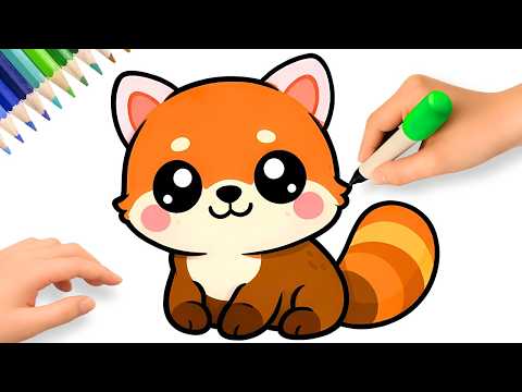 COMO DESENHAR UM PANDA VERMELHO FOFINHO FÁCIL 💗