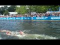 Women's elite race Hyde Park   live action after first lap of the swim