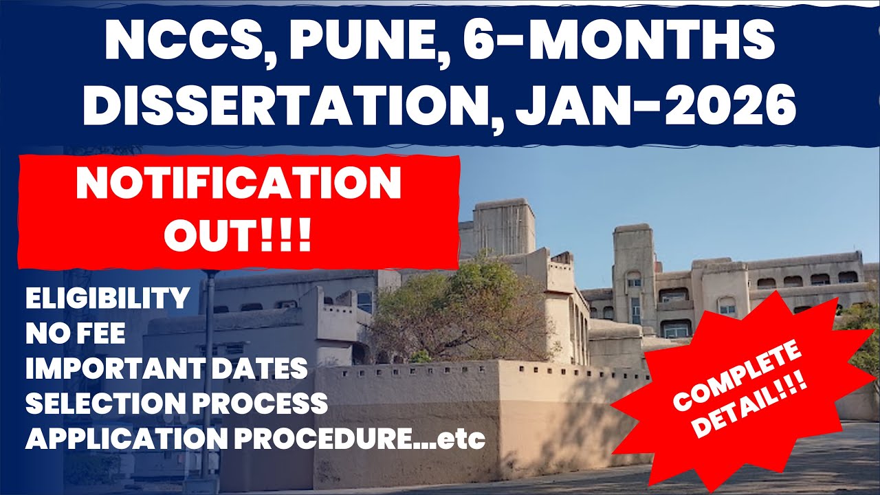 NCCS Pune 6-Months Dissertation Program for January 2026 | Apply Now! | The Researchist