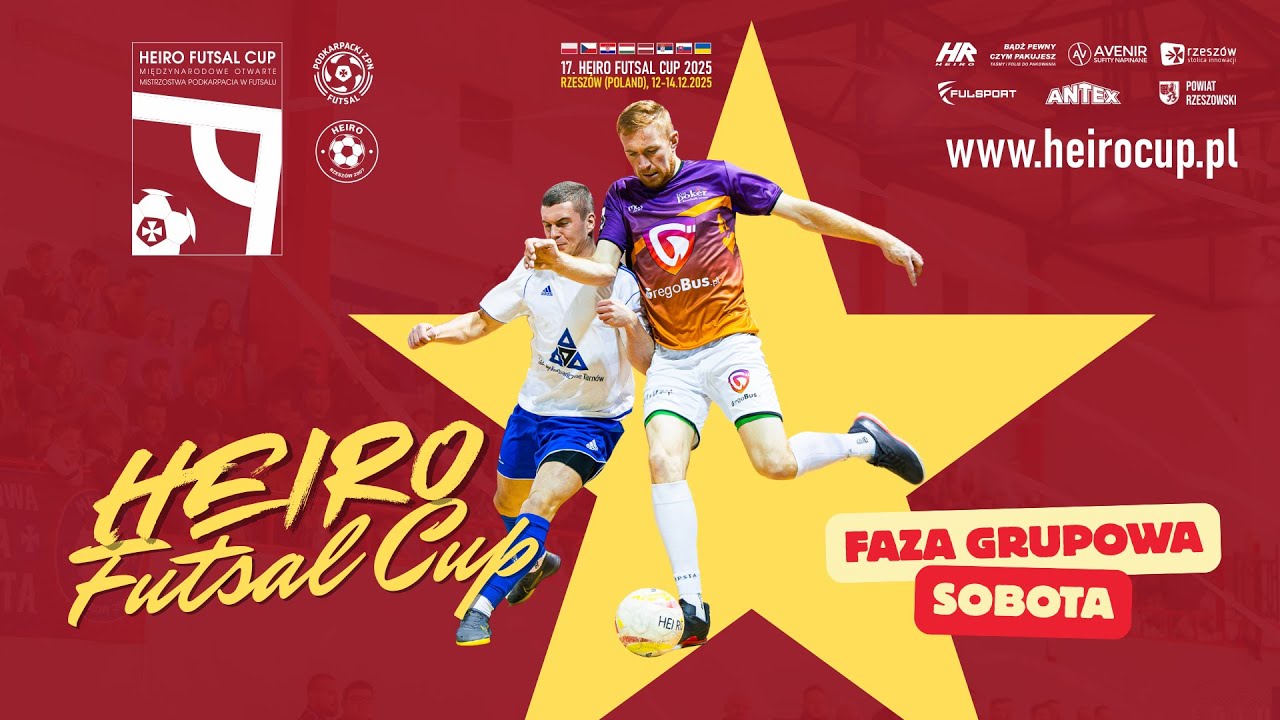 🔴[NA ŻYWO] 17. HEIRO FUTSAL CUP - sobota, 13.12.2025 - faza grupowa (hala 4LO)
