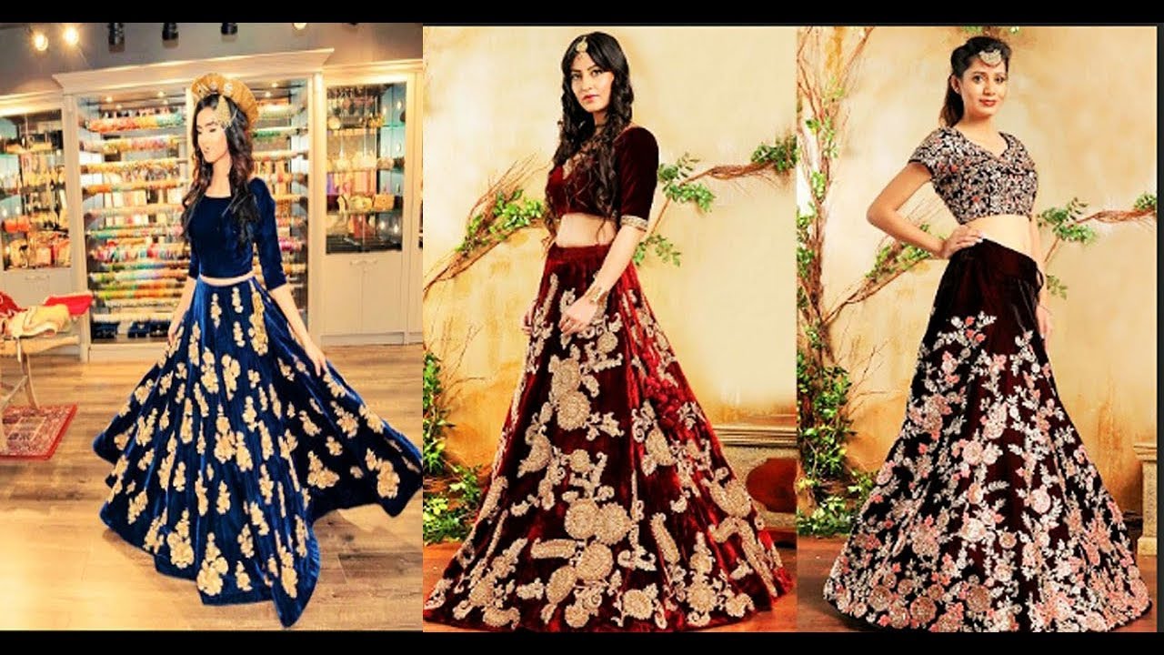 velvet lehenga choli designs