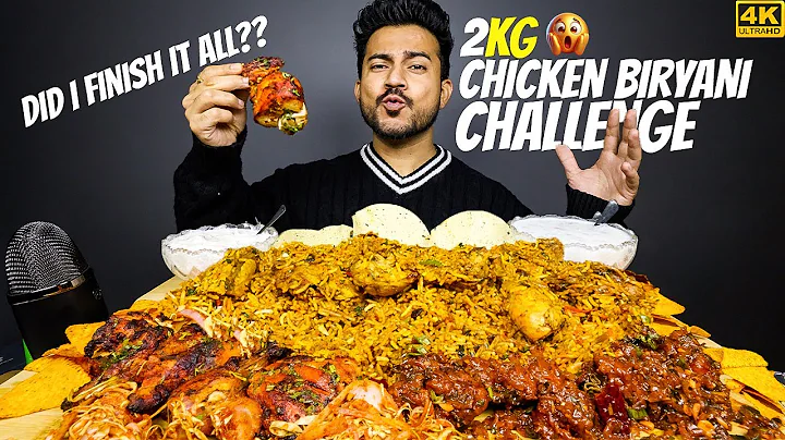 2 KG CHICKEN BIRYANI CHALLENGE WITH FULL TANDOORI CHICKEN, CHICKEN 65, RAITA, PAPAD MUKBANG