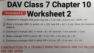 DAV class 7 chapter 10 worksheet 2 ।Class 7 maths chapter 10 worksheet 2 dav public school