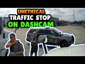 Trooper Inspects Parked Semi Truck For Blown Tire - While In Line For Repair
