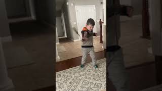 Boy accidentally hits himself on the head with nunchucks