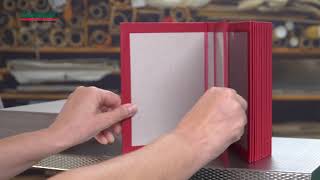 Making of book covers with the PräDeka System. Schmedt. The World of Bookbinding.