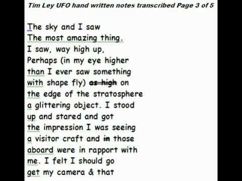 Tim Ley UFO Sighting 6/25/1997 - Real Time Hand-Wr...