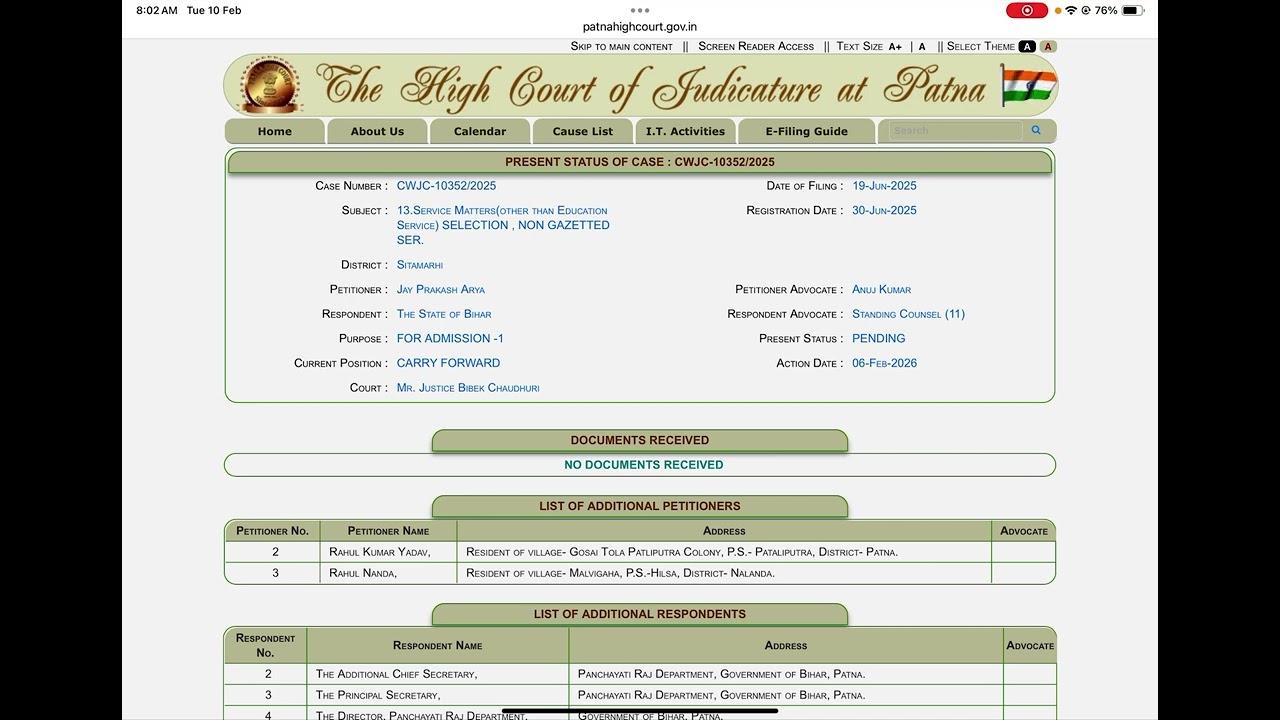 Bihar PRD TA 2025 Vacancy Court Case | Today Hearing News Update 