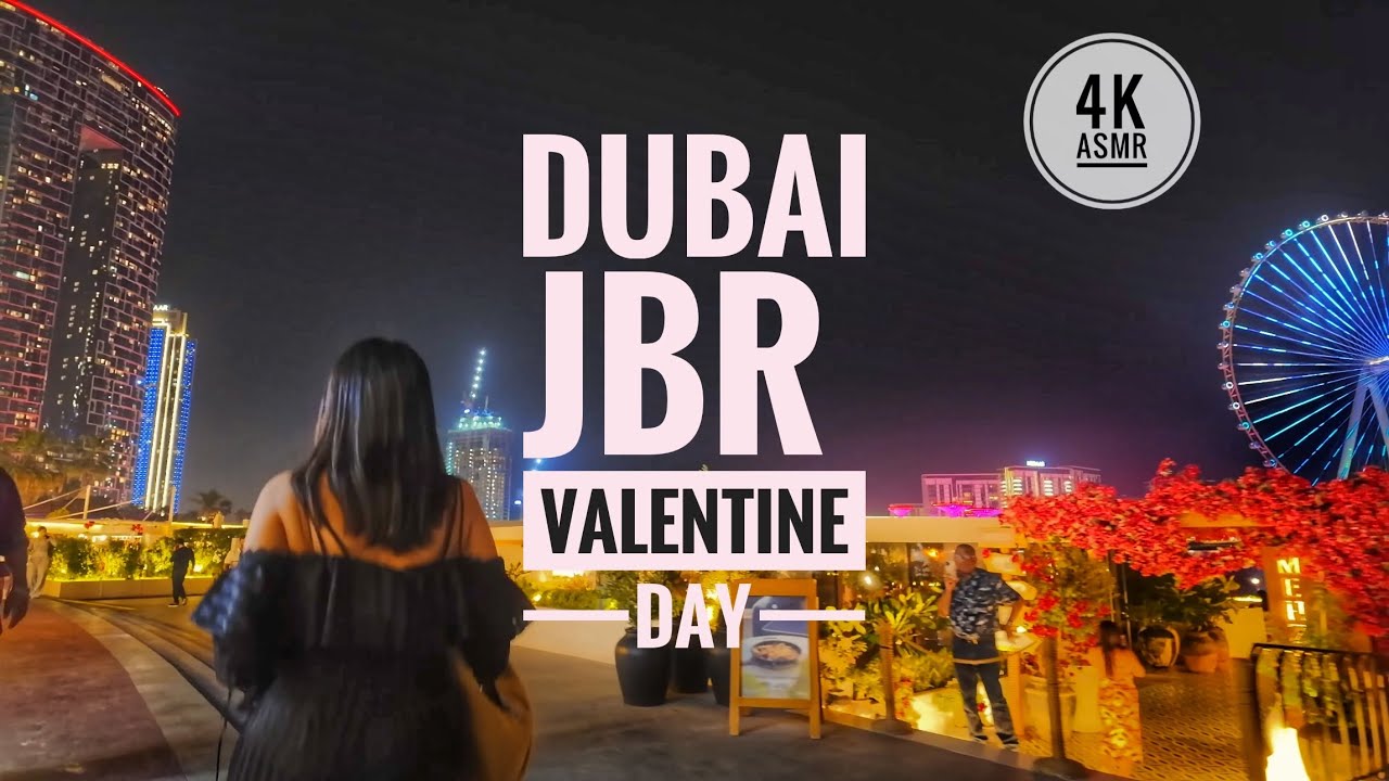 Dubai 🇦🇪 Must Visit! Walk in JBR on Valentine Day [4K ] Walking Tour #free #tour