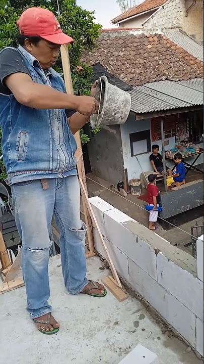 Pasang bata hebel pelan tapi pasti untuk dinding lantai 2 cepat dan mudah #videoshort #kontraktor
