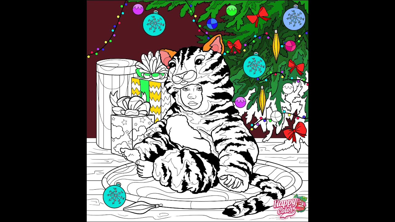 Малыш. Ёлочка. Новый год. Рождество. Видео раскраска. Coloring page "Baby". New Year.  