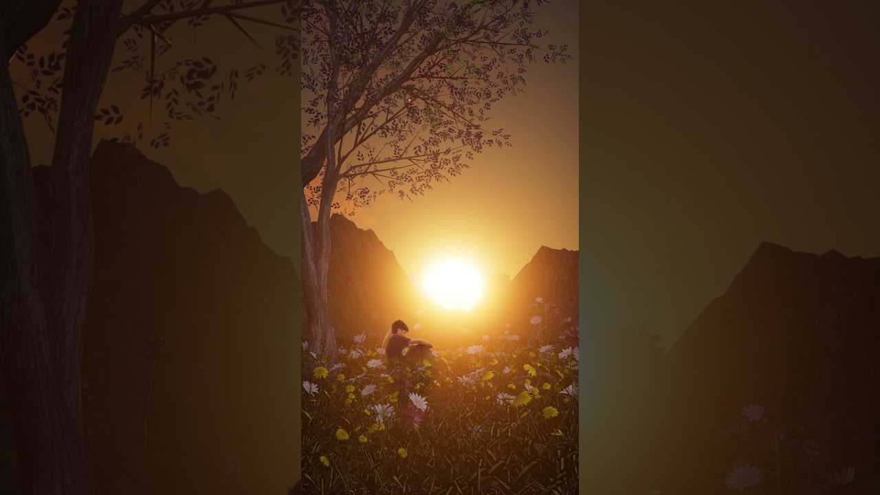Sunset 🌅 #sunset #3d #edit #flowers #vfx