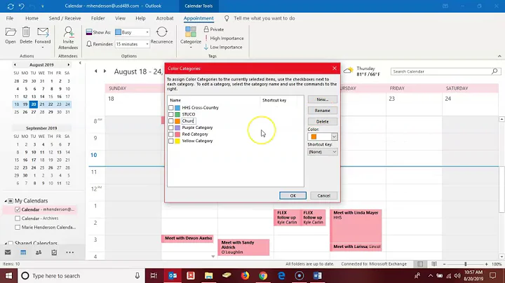 Outlook: Calendar Categories and Recurring Events