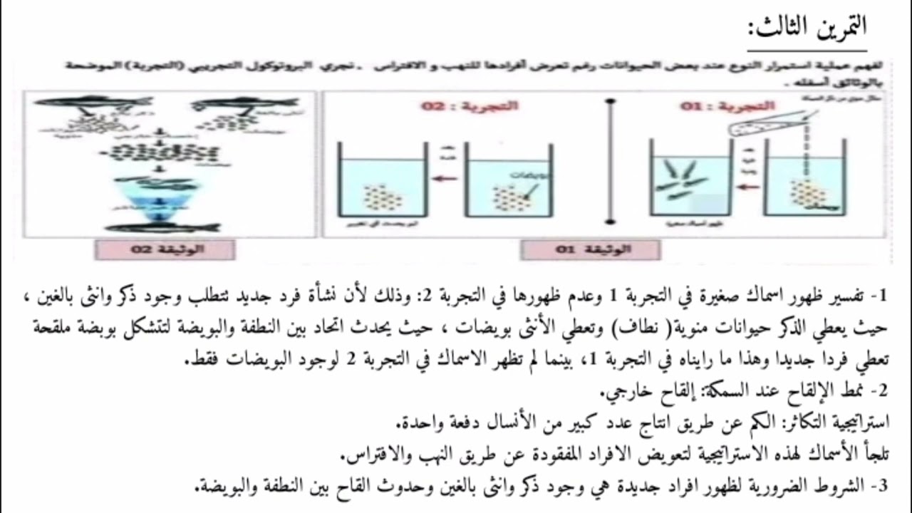 تمارين حول  استراتيجية التكاثر عند الحيوانات ثانية متوسط