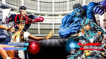 Marvel vs  Capcom  Infinite  : Doctor strange & Chun Li  VS  Hulk & Monster Hunter  : pc Gameplay