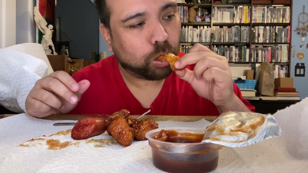 ASMR MUKBANG BBQ CHICKEN & CHICKEN & MAPLE SAUSAGE 