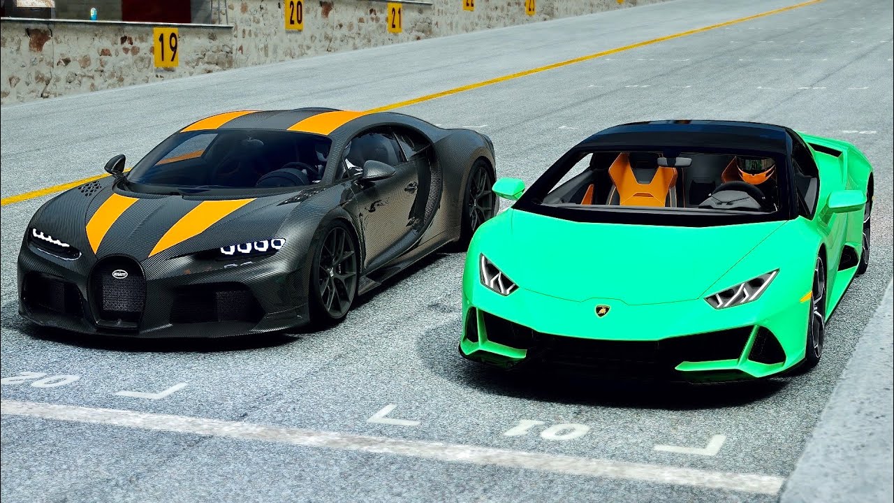 Lamborghini Huracan Evo Vs Bugatti Chiron SS 300 At Top Gear Track lamborghini-huracan-evo-vs-bugatti-chiron-ss-300-at-top-gear-track