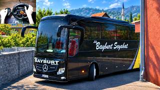 Smooth Bus Driving Through Narrow Streets of Albania | Bus simulator | Logitech G29 Setup | #ets2 screenshot 4