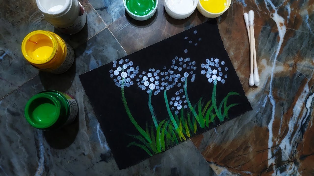 How to paint flowers by earbuds easy painting step by step tutorialviral viralvideo YouTube