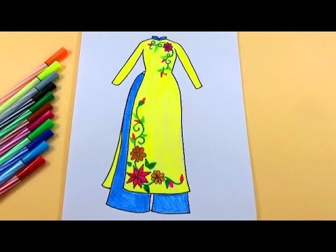 BÉ TẬP VẼ_Hướng dẫn bé vẽ áo dài, Quốc phục Việt Nam_HOW TO DRAWING THE "AO DAI"