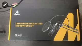 maono au-a03 condenser microphone kit unboxing in telugu
