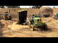 John Deere tractor stuck in mud Rescued by cat jcb | tractor |