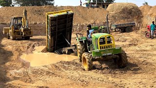 John Deere tractor stuck in mud Rescued by cat jcb | tractor |