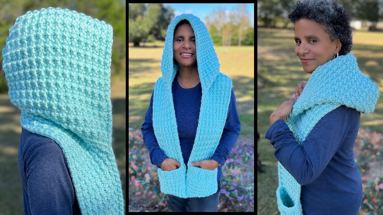 Loom Knit PATTERN With Video Tutorial Scarf With Pockets Pattern One Piece  for Less Sewing by Loomahat 