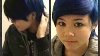 How To Dye Your Hair Half Black And Half Blue Youtube