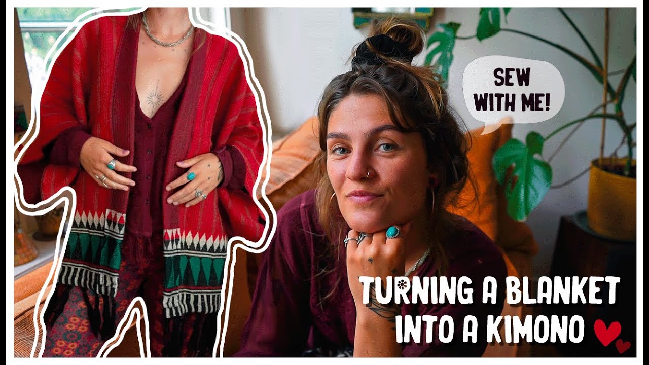 Making a kimono from a thrifted blanket // DIY upcycling sewing project