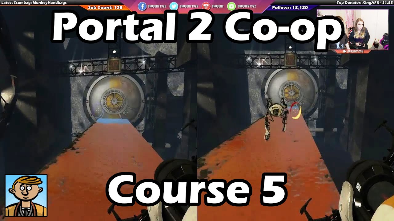 Portal 2 Co-op - Course 5 - Split Screen Playthrough/Let's Play - YouTube