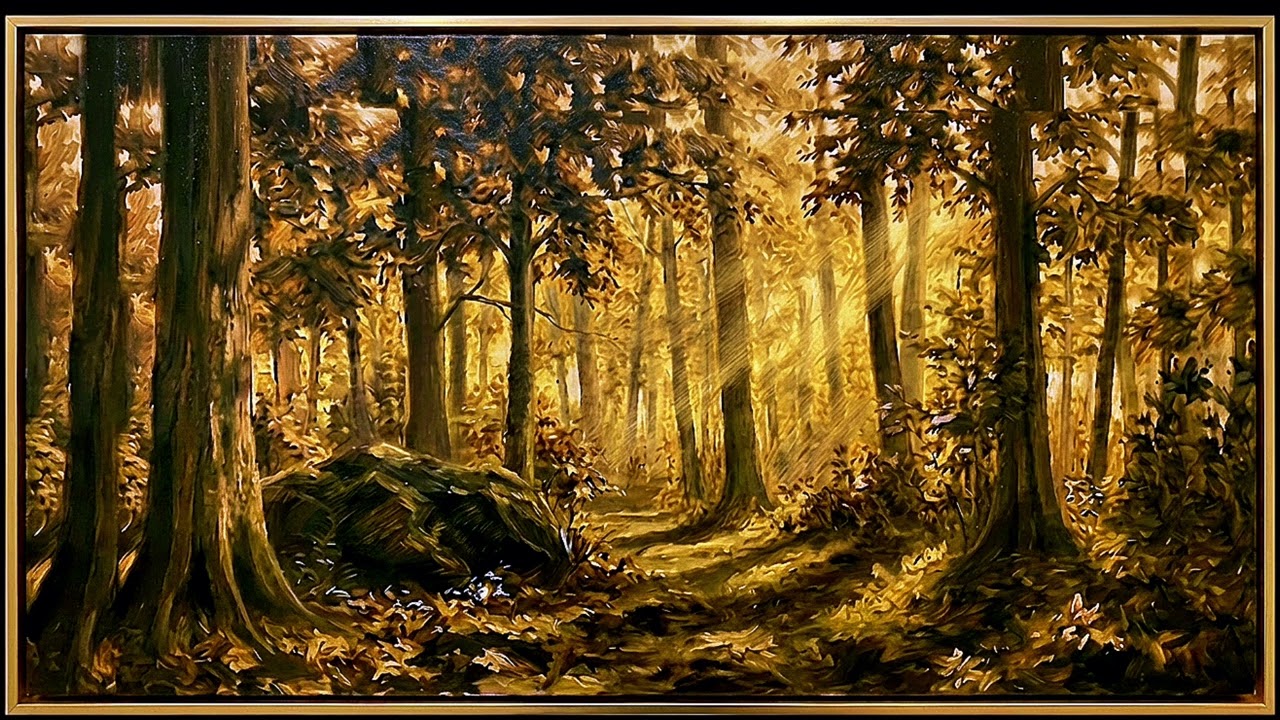 Moody Brown Forest Oil Painting 🍂 Framed TV Art | 2026 Color Trend Screensaver