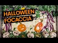 Halloween Focaccia with Olives, Peppers & Mushrooms