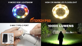 FITORCH P50 - 10000 lumens multi-colour Type-C rechargeable flashlight & power bank