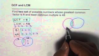 GCF of 8 and LCM 48 Find Numbers
