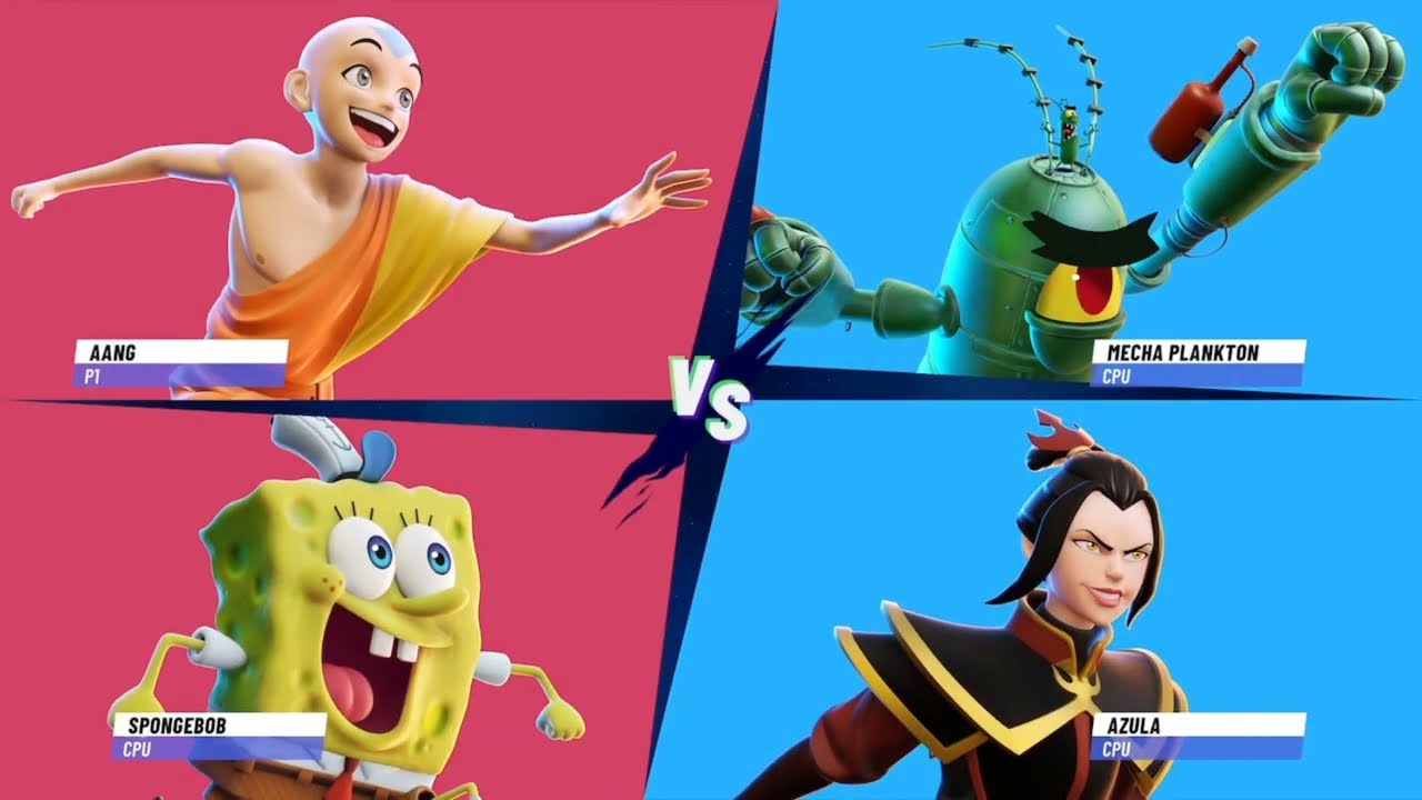 Nickelodeon All-Star Brawl 2 - Aang and SpongeBob vs Plankton and Azula (Request)