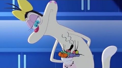 Olivia grabs Dee Dee, Joey and Marky (from Oggy and the Cockroaches) [Para-Giantess]