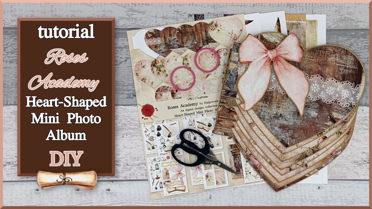 НОВЫЙ УРОК - Мини-фотоальбом в форме сердца - Подходит для начинающих - как сделать мини-скрапбук...