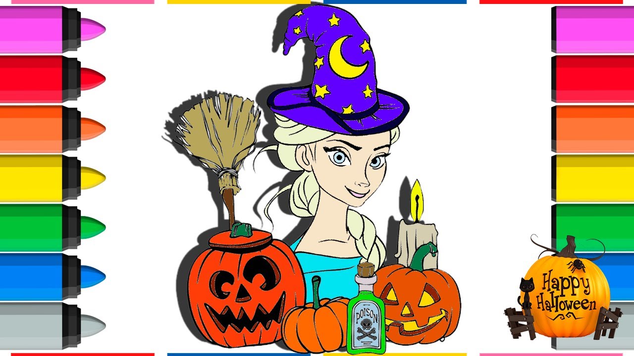 🧙🏻‍️🔥HALLOWEEN COLORING PAGES!🎃ELSA IS A WITCH - YouTube