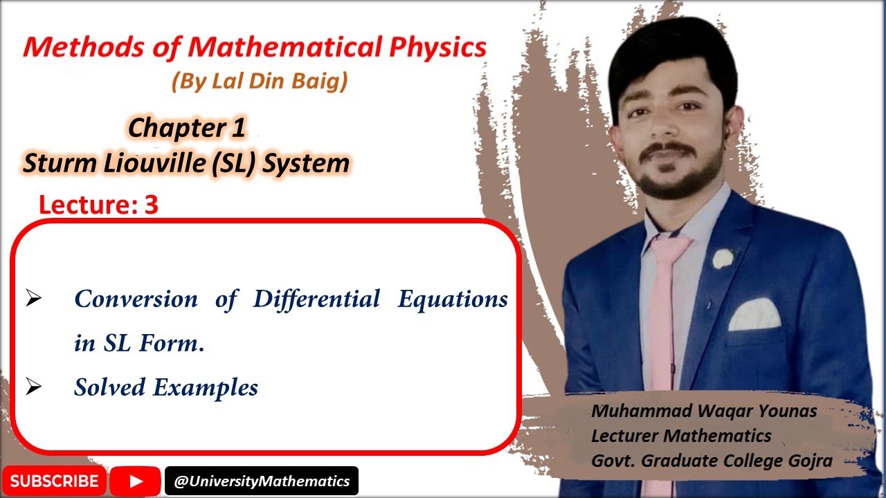 Conversion of Differential Equation in SL Form | Lecture 3 - YouTube