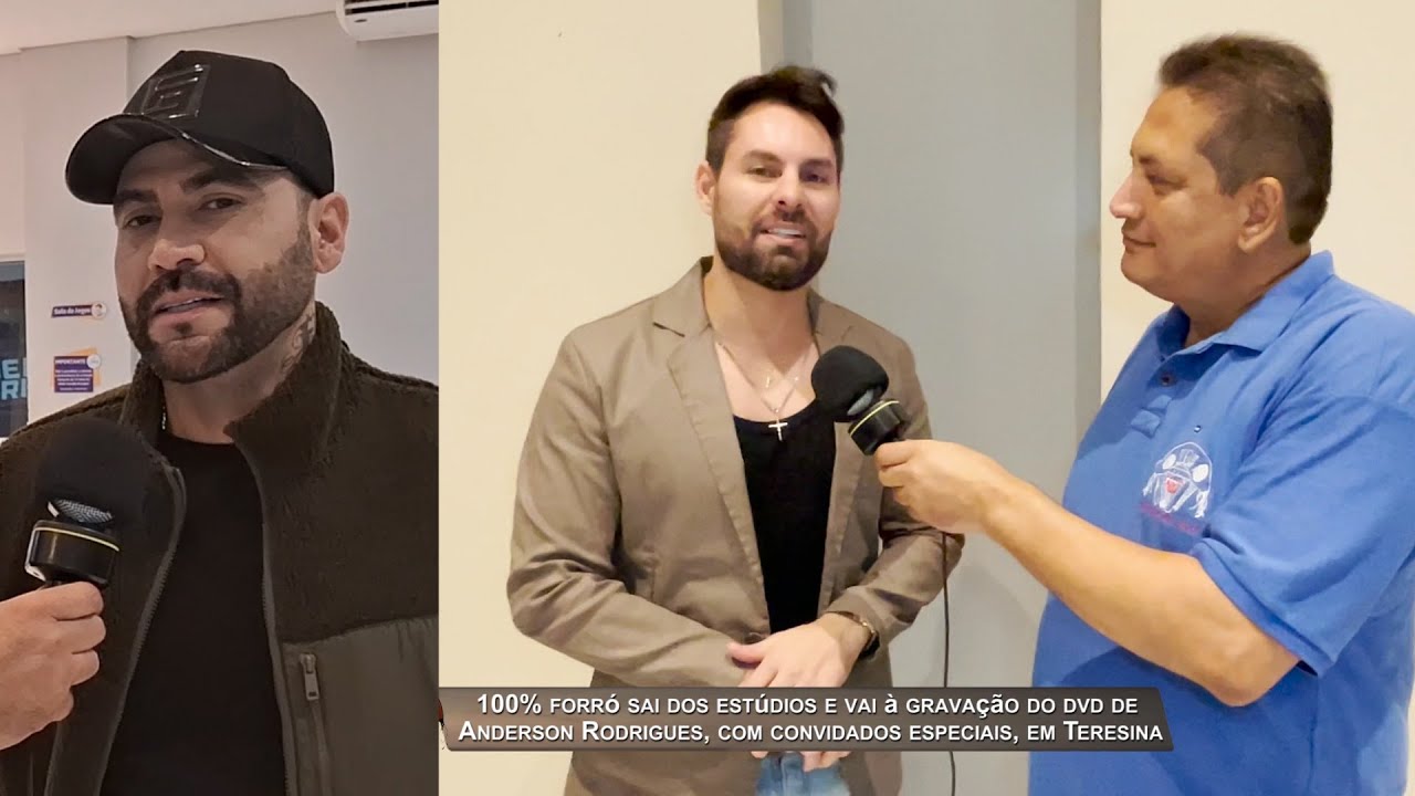 Felipão, Daniel Almeida e Victor Meira falam com o 100% Forró no show do DVD de Anderson Rodrigues