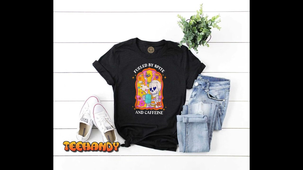 Vintage Fueled By Spite And Caffeine Skeleton Halloween Tank Top