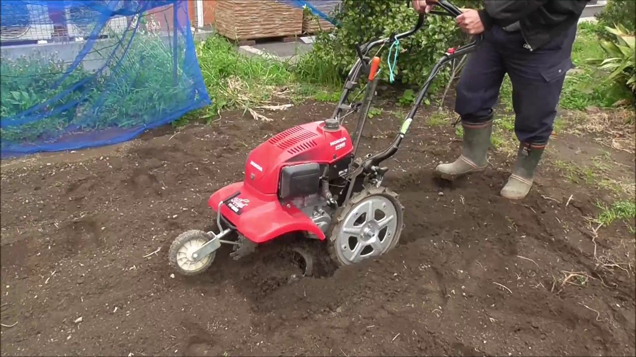 ホンダ耕うん機サラダFF300にて作業-1 - YouTube